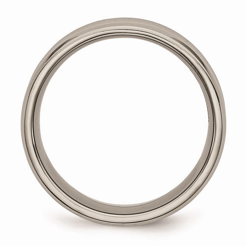 Titanium Concave 8mm Polished Beveled Edge Band | TB45