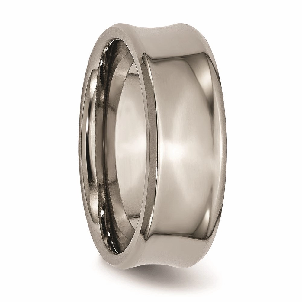 Titanium Concave 8mm Polished Beveled Edge Band | TB45