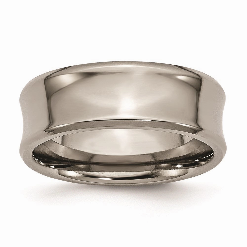 Titanium Concave 8mm Polished Beveled Edge Band | TB45
