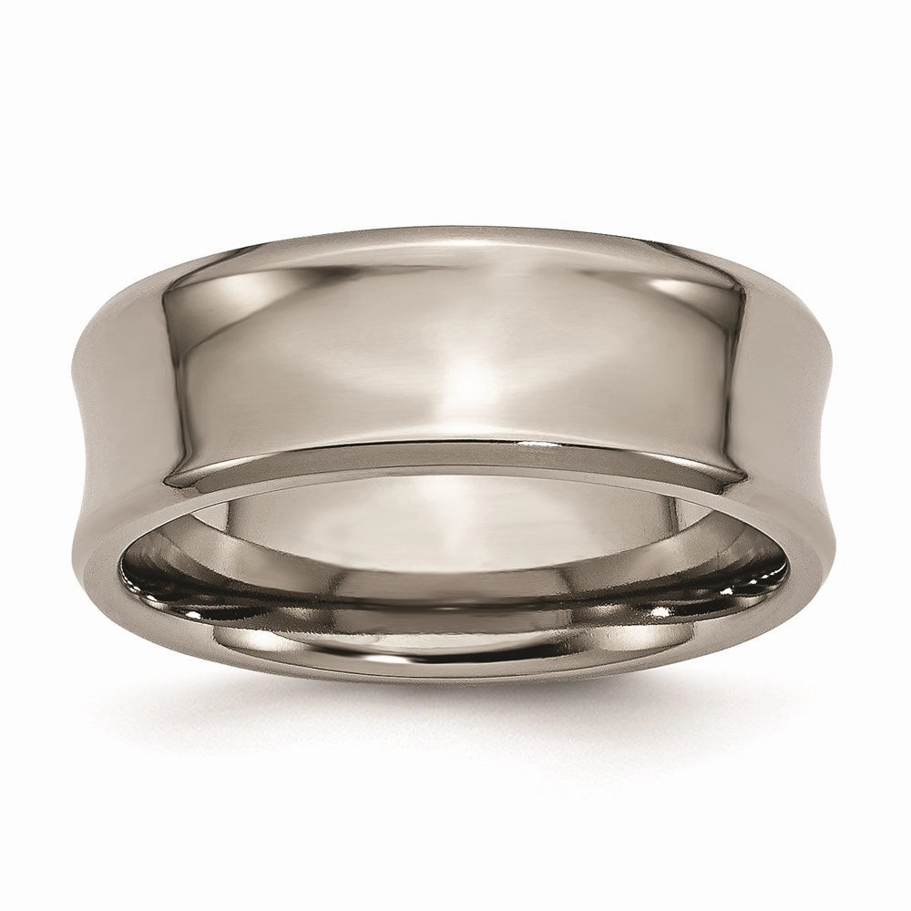 Titanium Concave 8mm Polished Beveled Edge Band | TB45