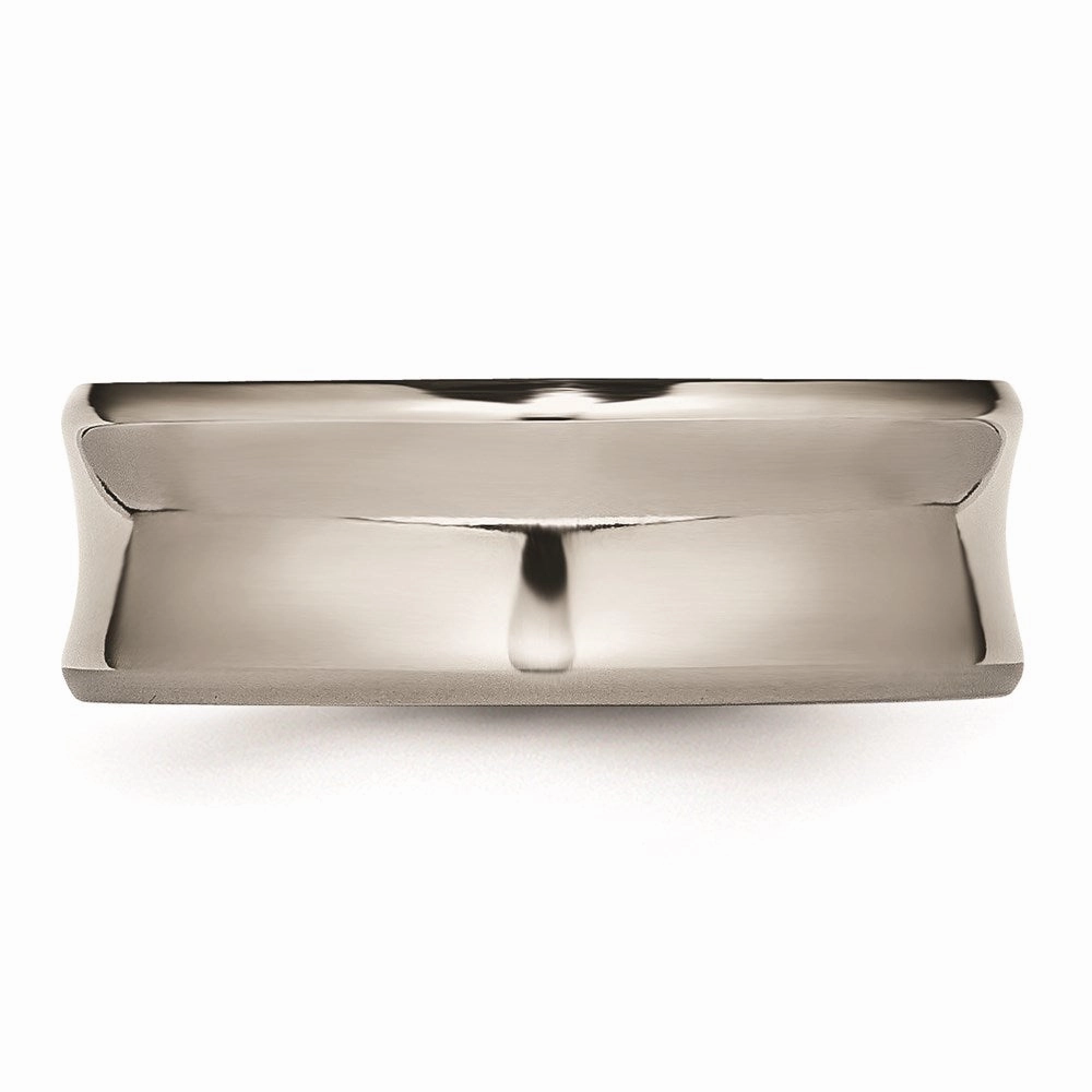 Titanium Concave 8mm Polished Beveled Edge Band | TB45