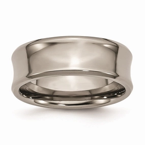 Titanium Concave 8mm Polished Beveled Edge Band | TB45