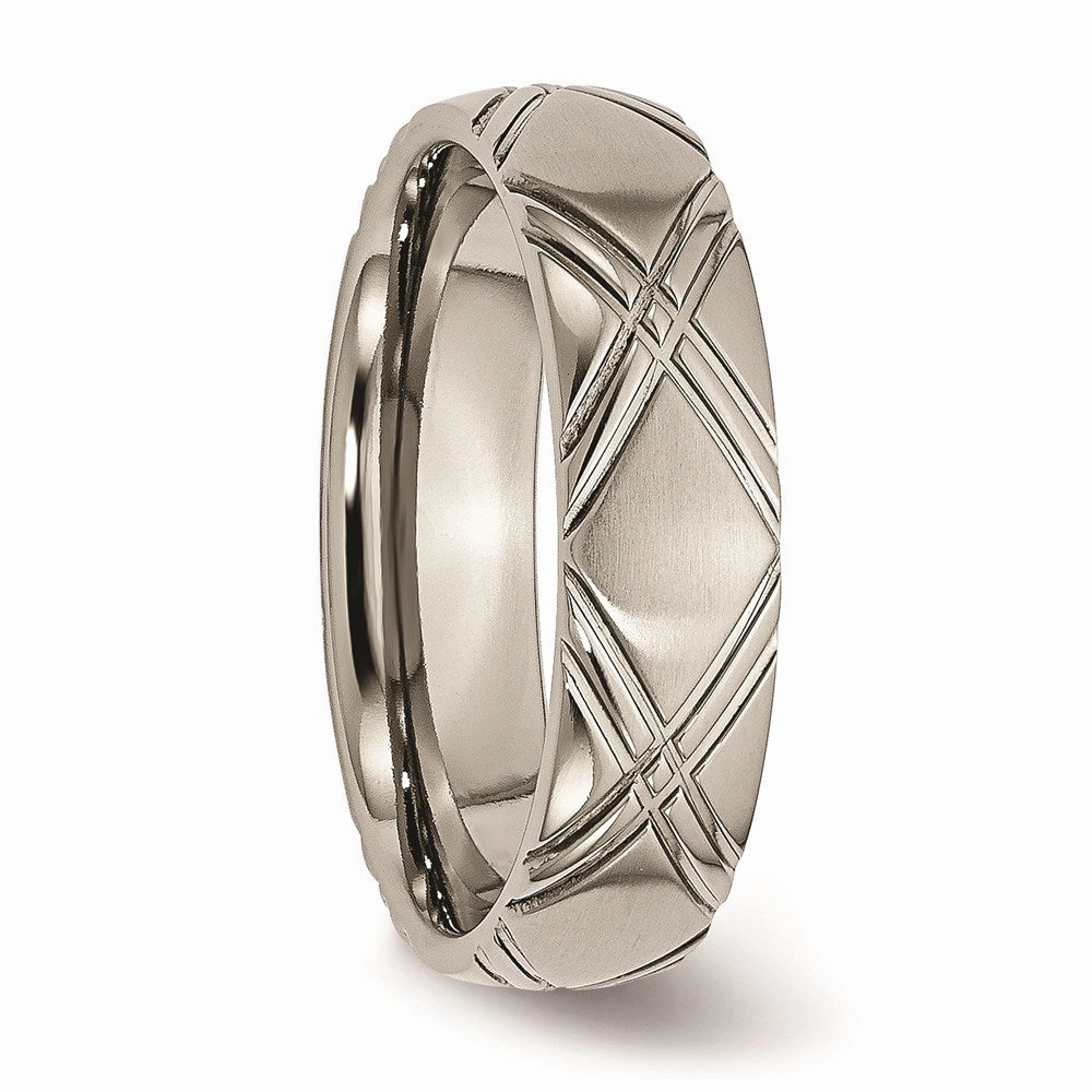Titanium Criss-cross Design 6mm Brushed and Polished Band | TB192