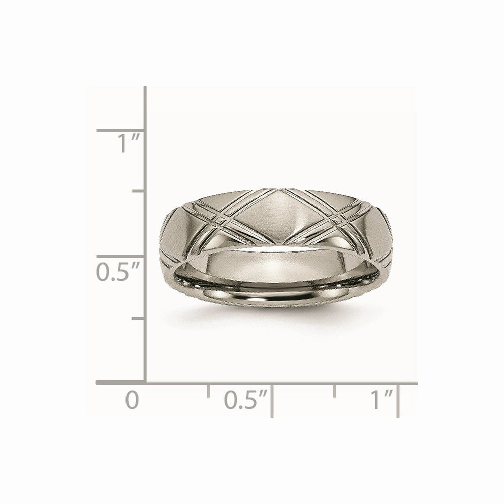 Titanium Criss-cross Design 6mm Brushed and Polished Band | TB192