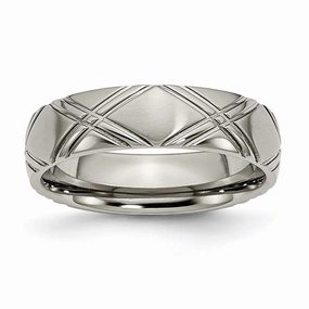 Titanium Criss-cross Design 6mm Brushed and Polished Band | TB192