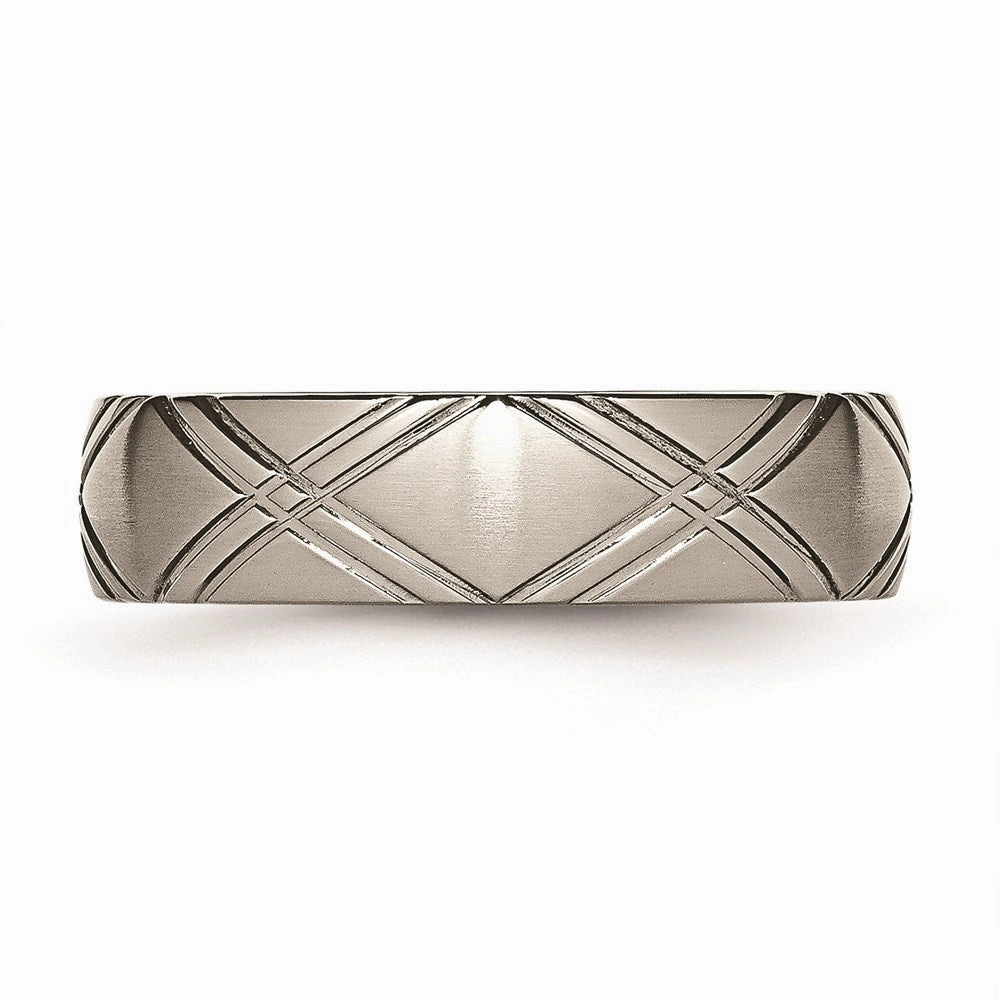 Titanium Criss-cross Design 6mm Brushed and Polished Band | TB192