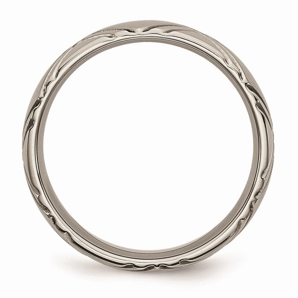 Titanium Criss-cross Design 6mm Brushed and Polished Band | TB192