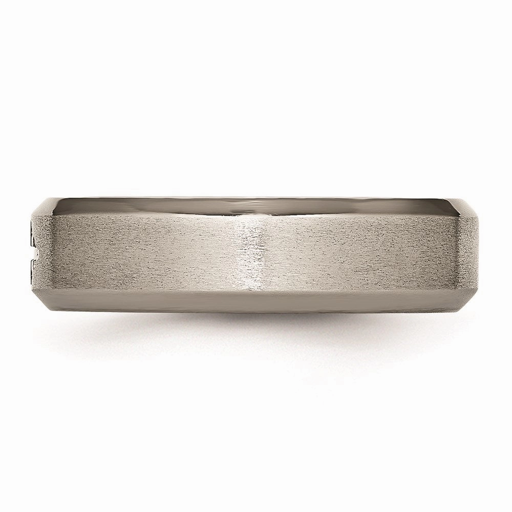 Titanium Cross Design 6mm Satin Beveled Edge Band | TB334