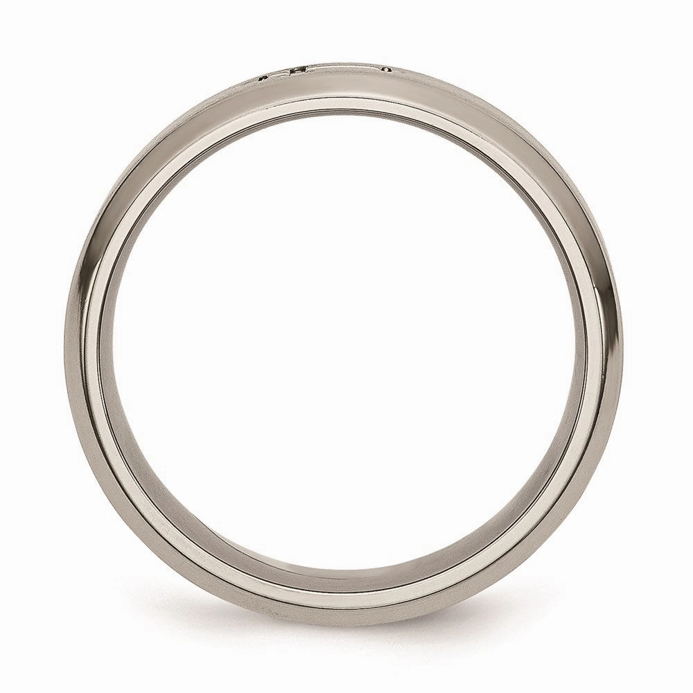 Titanium Cross Design 6mm Satin Beveled Edge Band | TB334