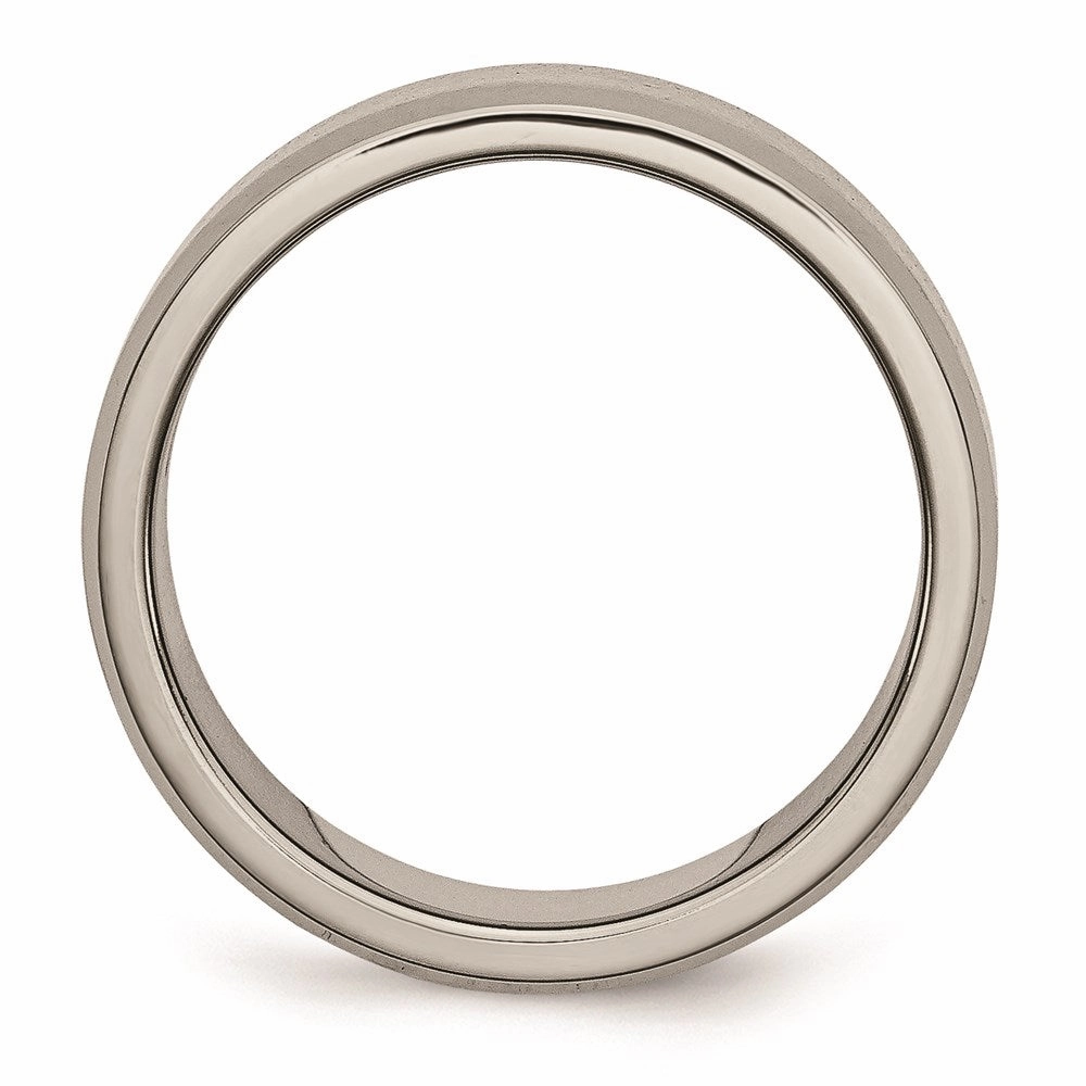 Titanium Cross Design 8mm Satin Beveled Edge Band | TB335