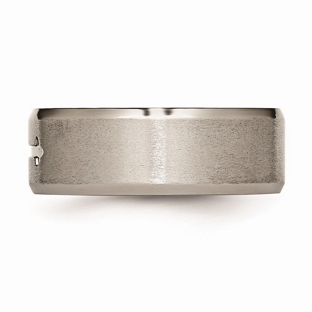 Titanium Cross Design 8mm Satin Beveled Edge Band | TB335