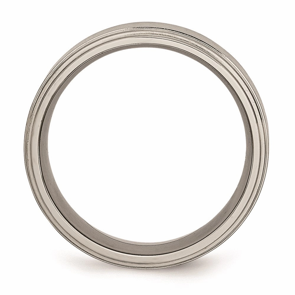 Titanium Double Step Ridged Edge 8mm Satin and Polished Band | TB161