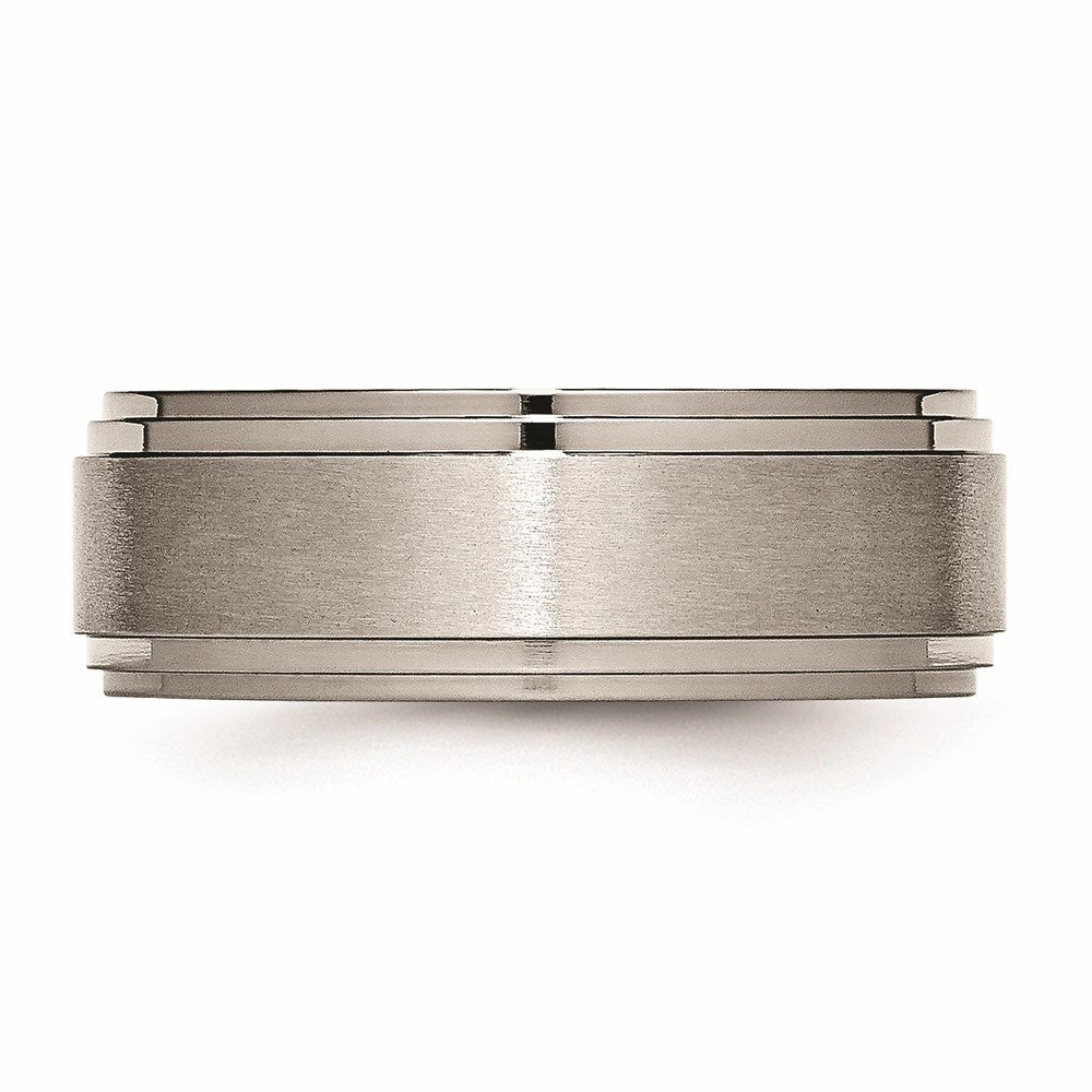 Titanium Double Step Ridged Edge 8mm Satin and Polished Band | TB161