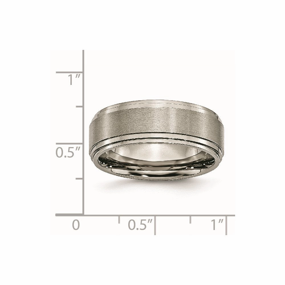 Titanium Double Step Ridged Edge 8mm Satin and Polished Band | TB161
