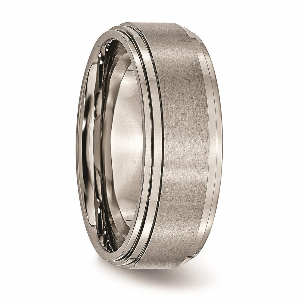 Titanium Double Step Ridged Edge 8mm Satin and Polished Band | TB161