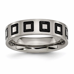 Titanium Enameled Flat 6mm Polished Band | TB154