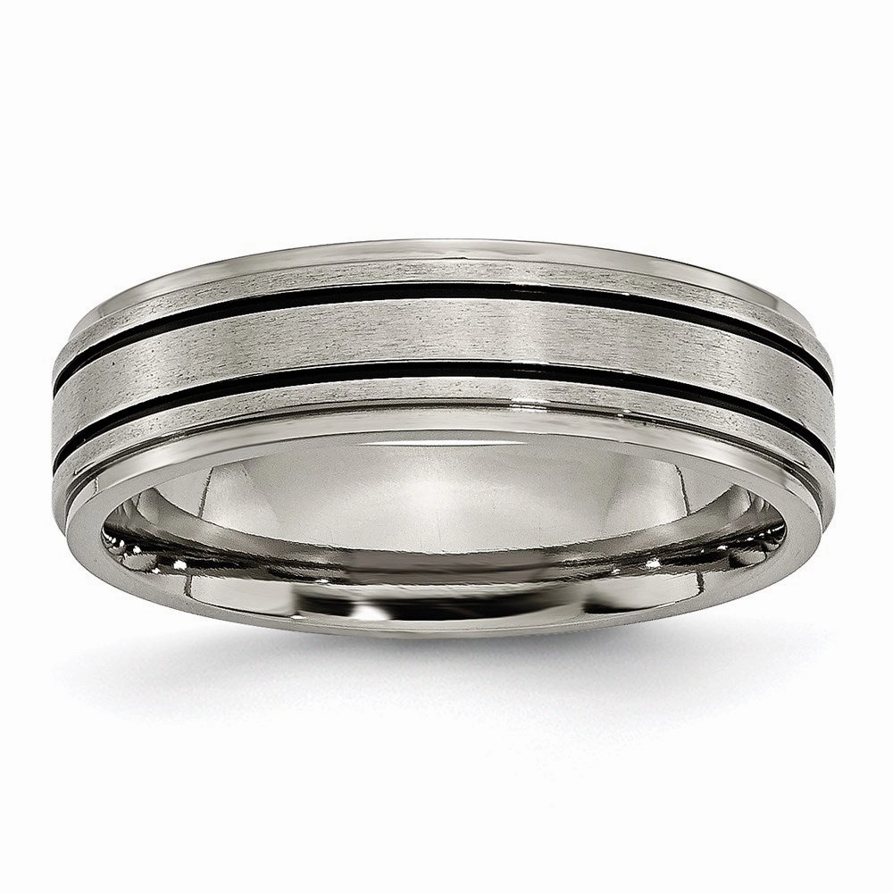 Titanium Enameled Flat 6mm Satin & Polished Band | TB336