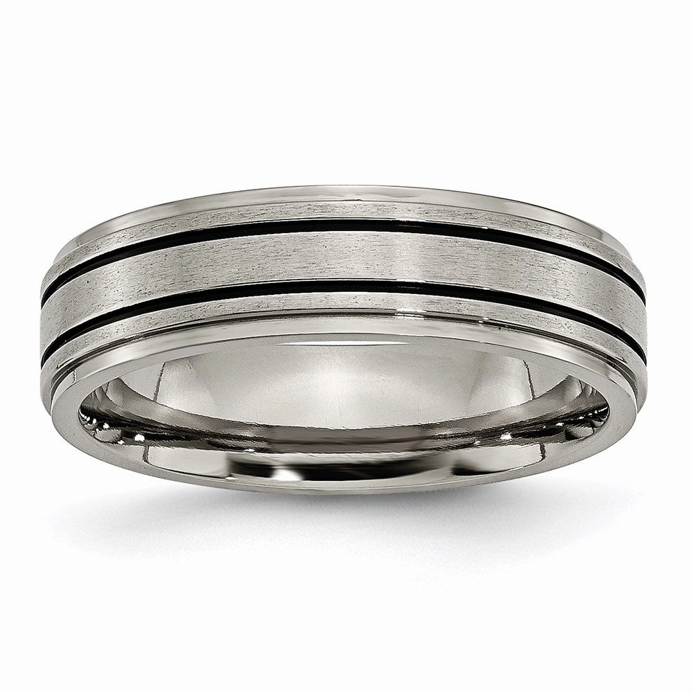 Titanium Enameled Flat 6mm Satin & Polished Band | TB336