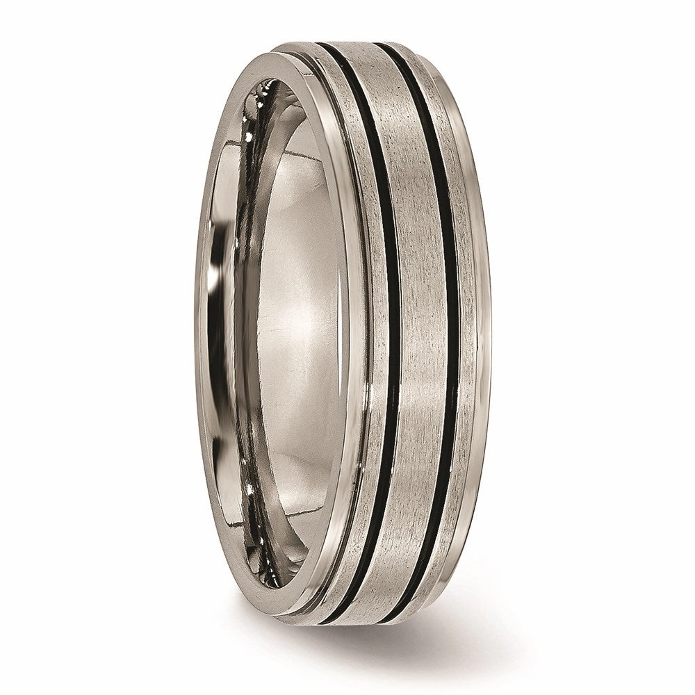 Titanium Enameled Flat 6mm Satin & Polished Band | TB336