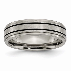 Titanium Enameled Flat 6mm Satin & Polished Band | TB336