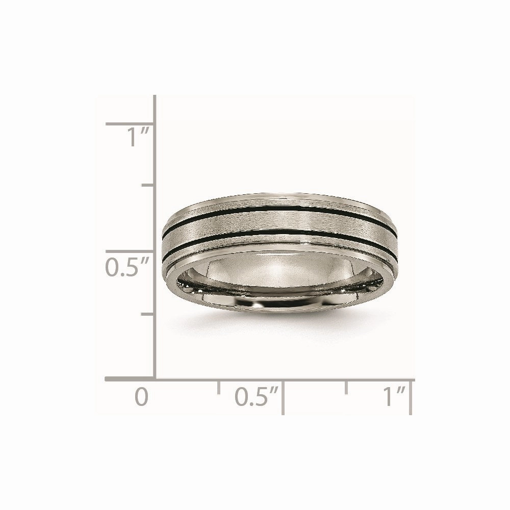 Titanium Enameled Flat 6mm Satin & Polished Band | TB336