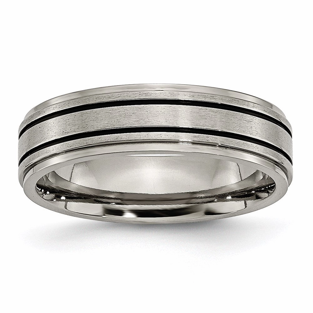 Titanium Enameled Flat 6mm Satin & Polished Band | TB336
