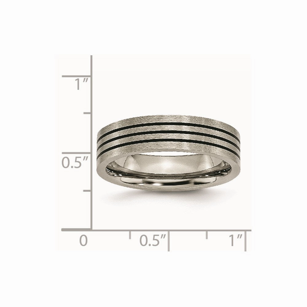 Titanium Enameled Flat 6mm Satin & Polished Band | TB347