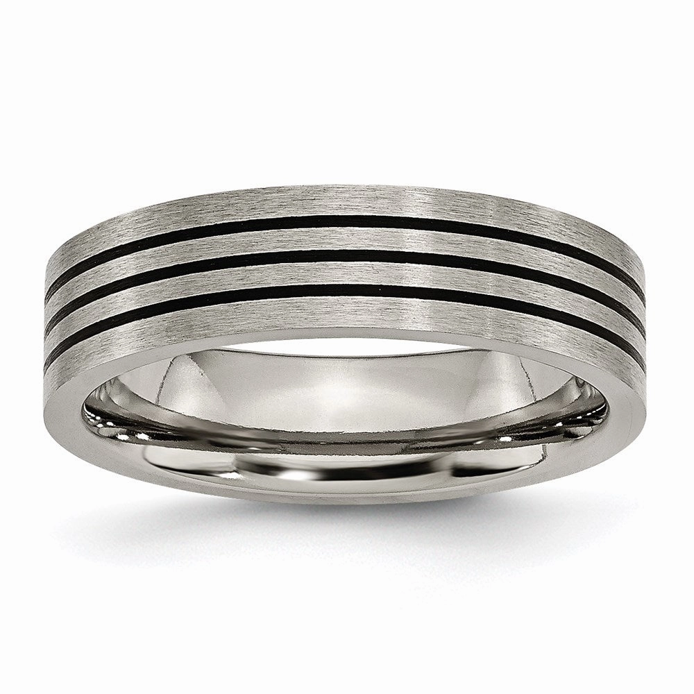 Titanium Enameled Flat 6mm Satin & Polished Band | TB347