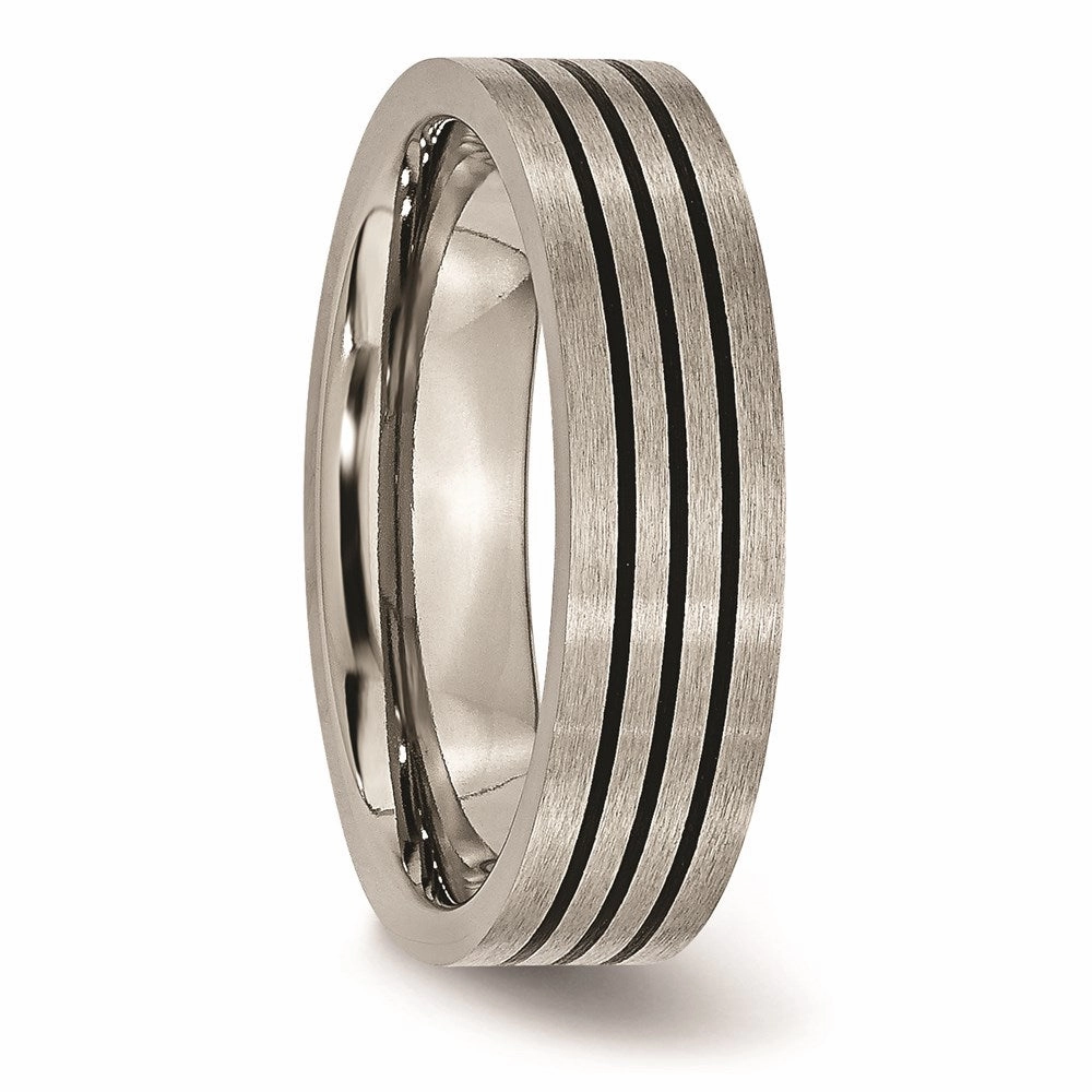 Titanium Enameled Flat 6mm Satin & Polished Band | TB347