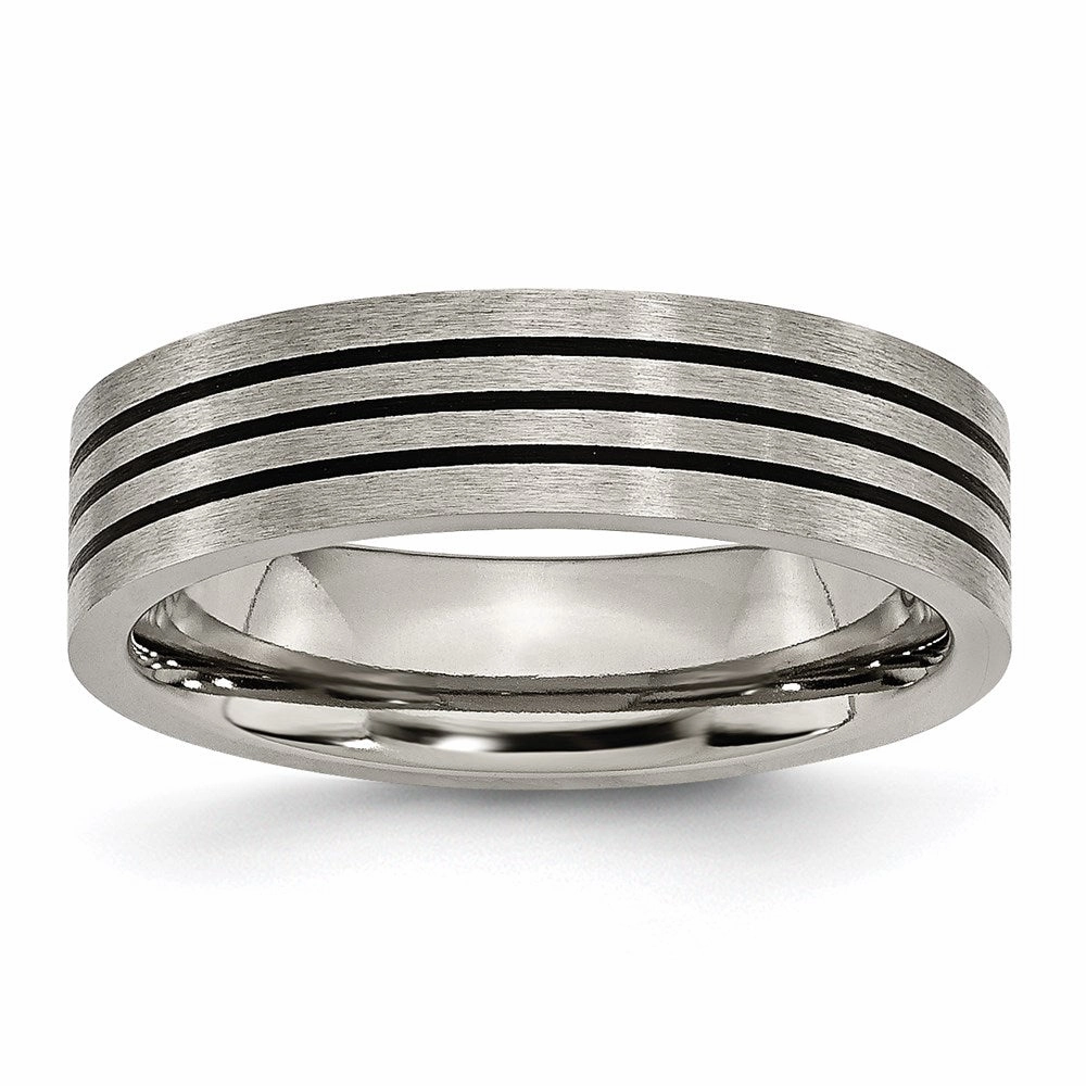 Titanium Enameled Flat 6mm Satin & Polished Band | TB347