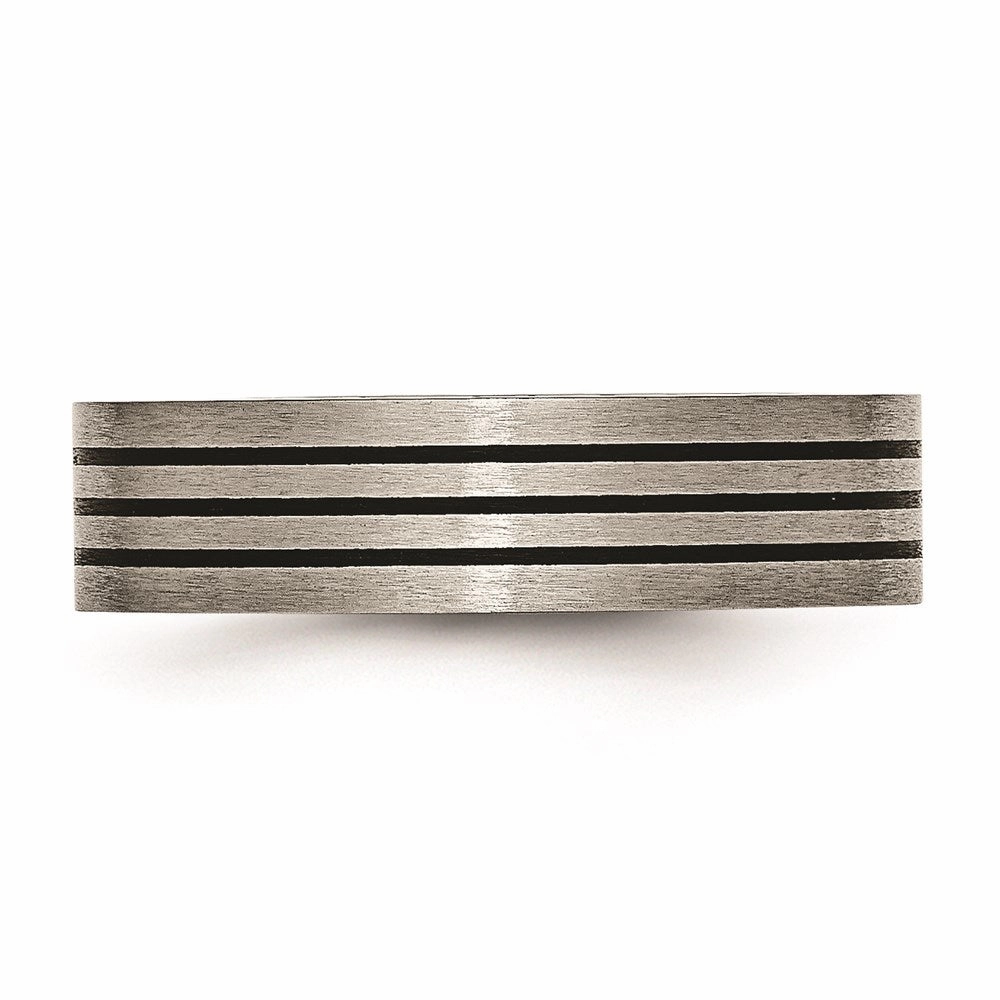 Titanium Enameled Flat 6mm Satin & Polished Band | TB347