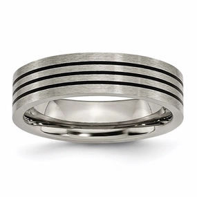 Titanium Enameled Flat 6mm Satin & Polished Band | TB347