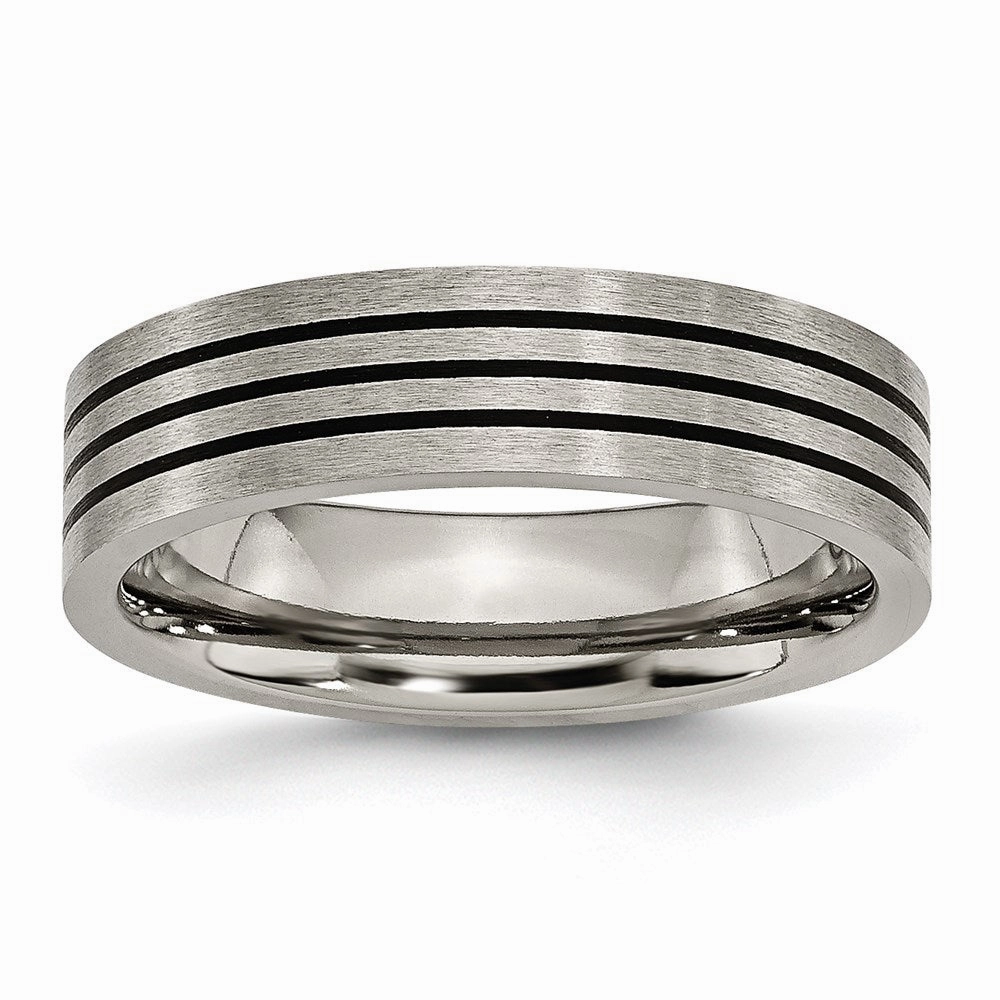 Titanium Enameled Flat 6mm Satin & Polished Band | TB347