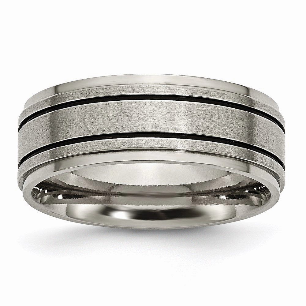 Titanium Enameled Flat 8mm Satin & Polished Band | TB337