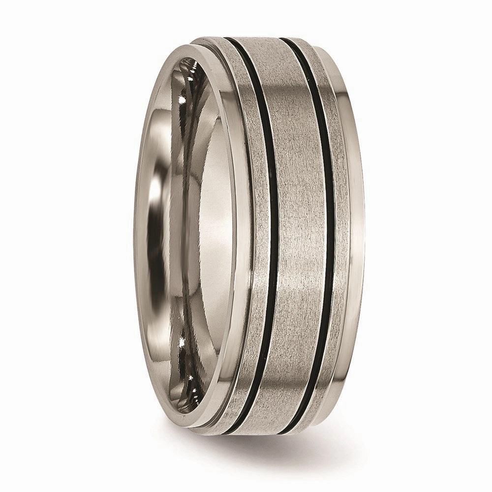 Titanium Enameled Flat 8mm Satin & Polished Band | TB337