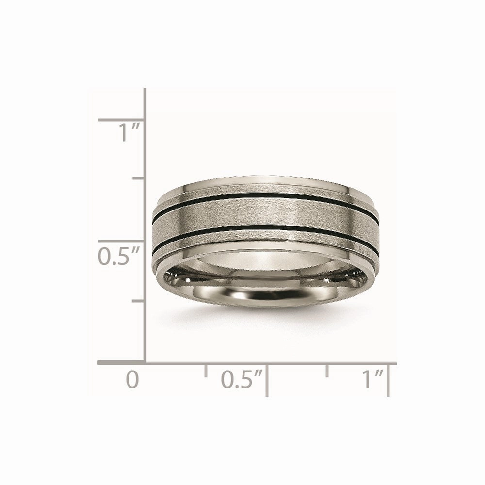 Titanium Enameled Flat 8mm Satin & Polished Band | TB337