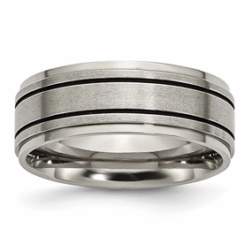 Titanium Enameled Flat 8mm Satin & Polished Band | TB337