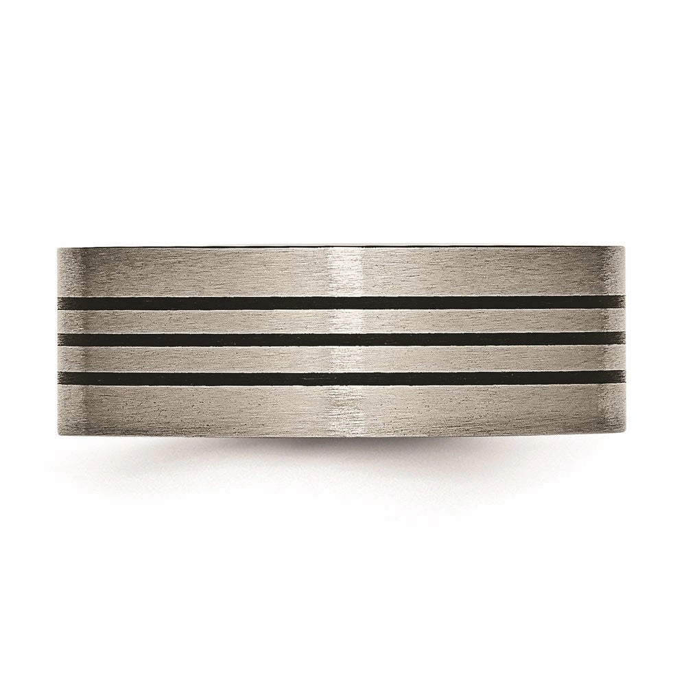 Titanium Enameled Flat 8mm Satin & Polished Band | TB348