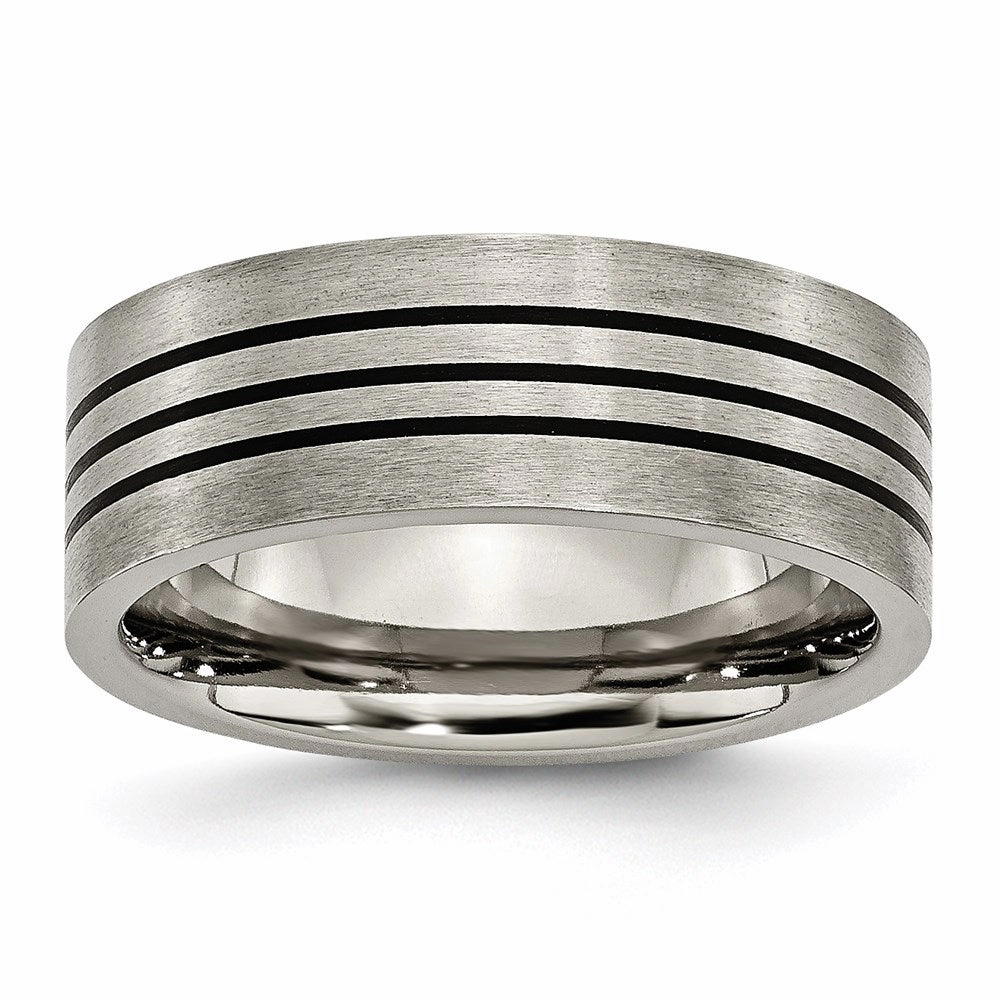 Titanium Enameled Flat 8mm Satin & Polished Band | TB348