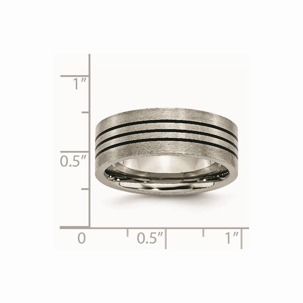 Titanium Enameled Flat 8mm Satin & Polished Band | TB348