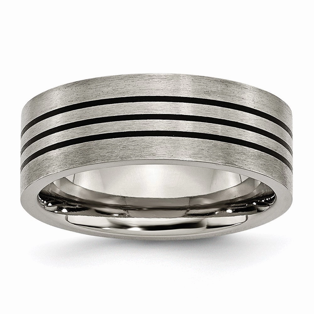 Titanium Enameled Flat 8mm Satin & Polished Band | TB348