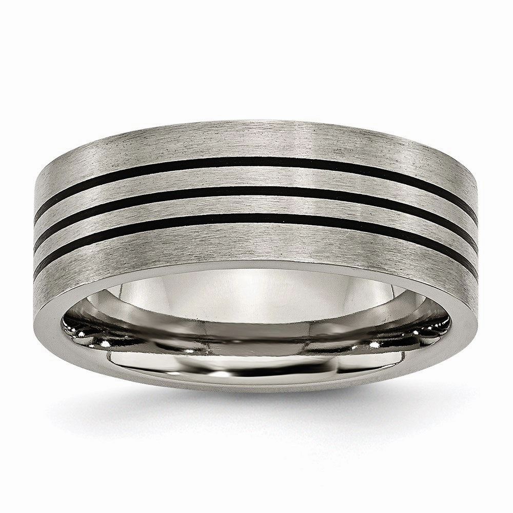 Titanium Enameled Flat 8mm Satin & Polished Band | TB348