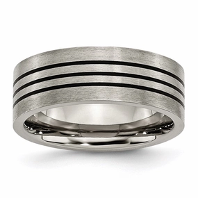 Titanium Enameled Flat 8mm Satin & Polished Band | TB348