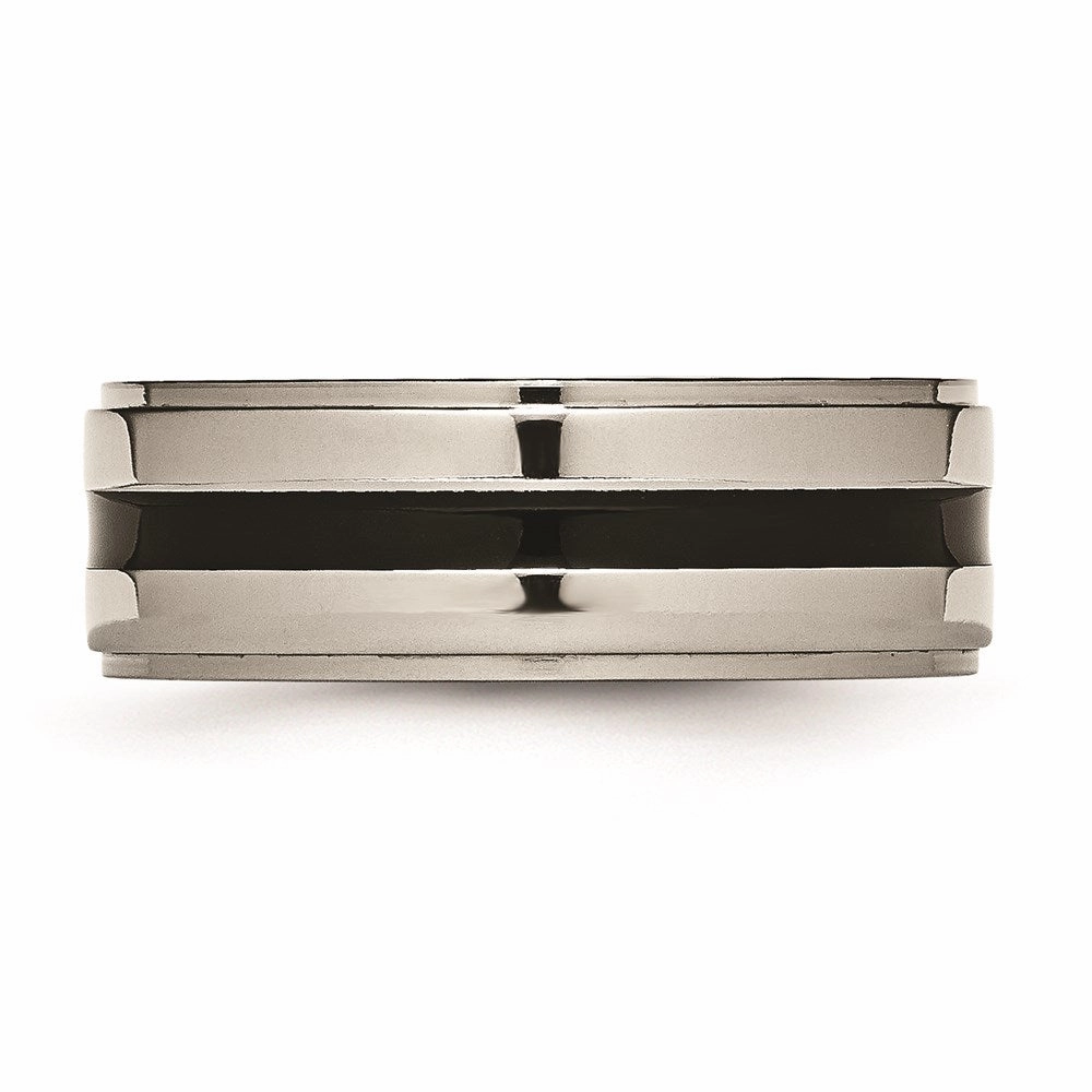 Titanium Enameled Ridged Edge 8mm Polished Band | TB231