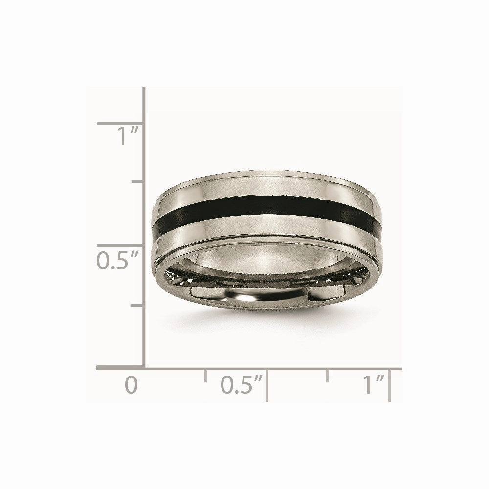Titanium Enameled Ridged Edge 8mm Polished Band | TB231