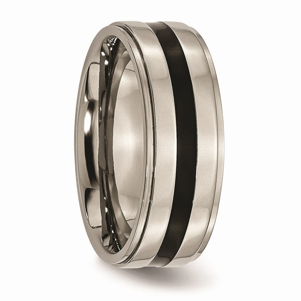 Titanium Enameled Ridged Edge 8mm Polished Band | TB231