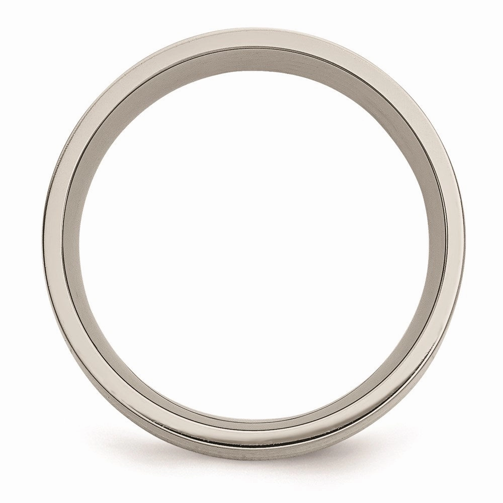 Titanium Flat 14k Yellow Inlay 8mm Brushed Band | TB218