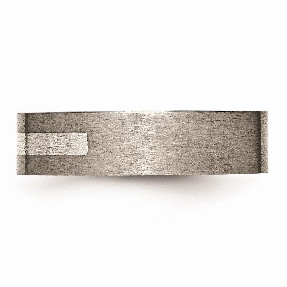 Titanium Flat 6mm Sterling Silver Inlay Brushed Band | TB367