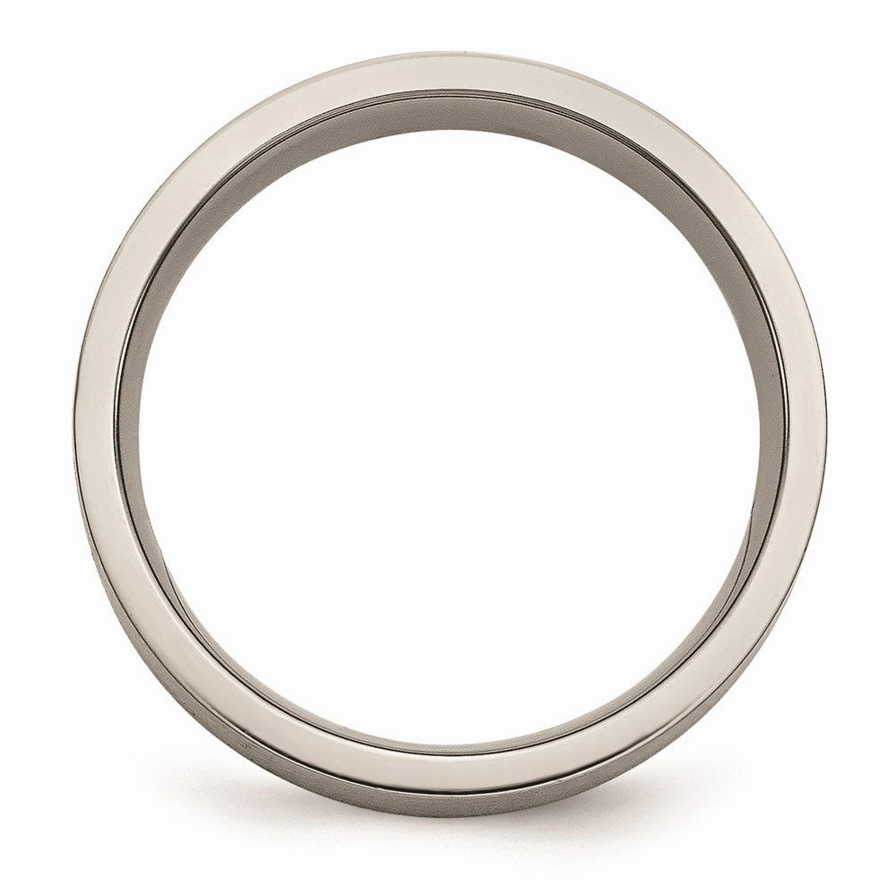 Titanium Flat 6mm Sterling Silver Inlay Brushed Band | TB367