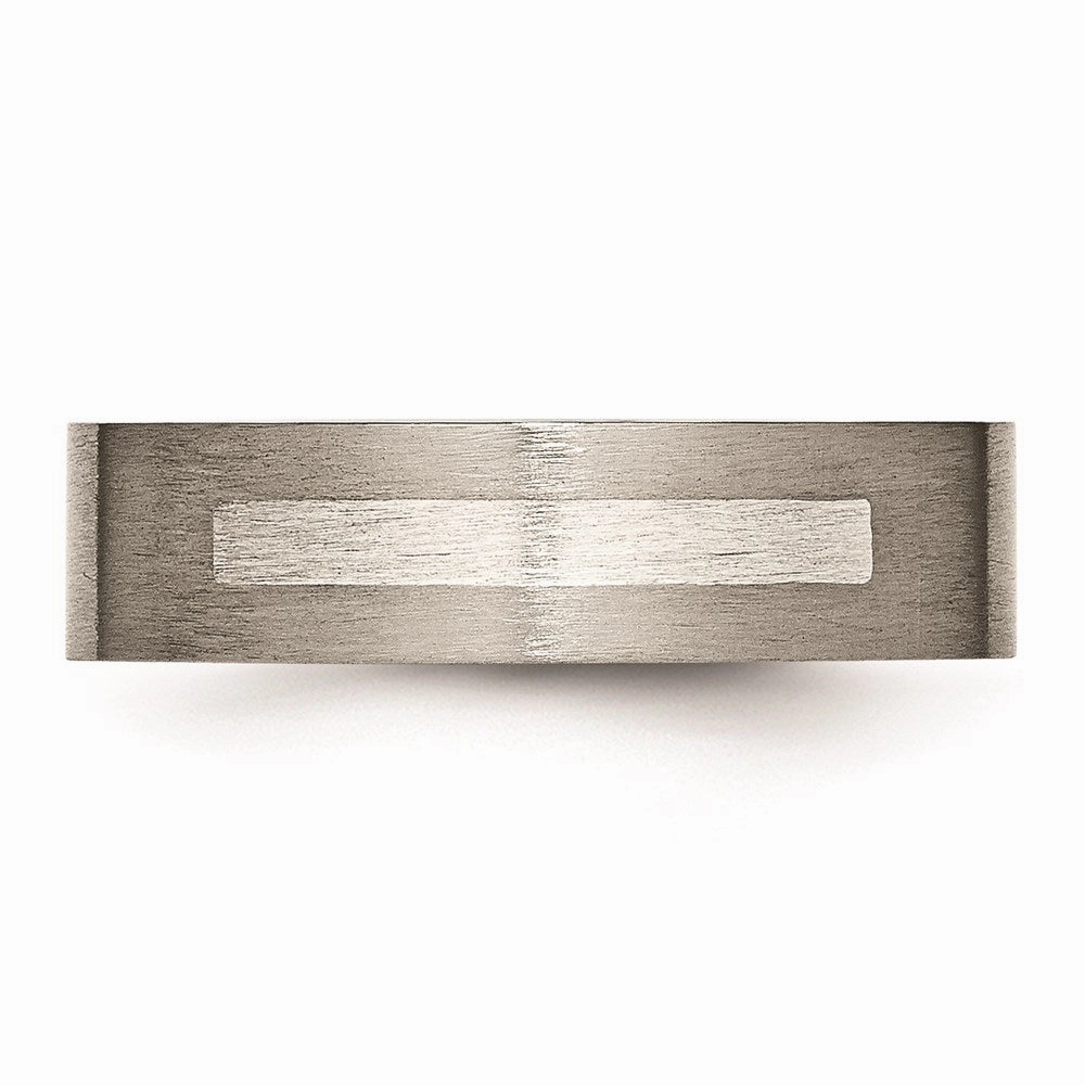 Titanium Flat 6mm Sterling Silver Inlay Brushed Band | TB367